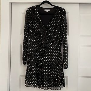 Black with Gold Dots City Vibe Mini Dress